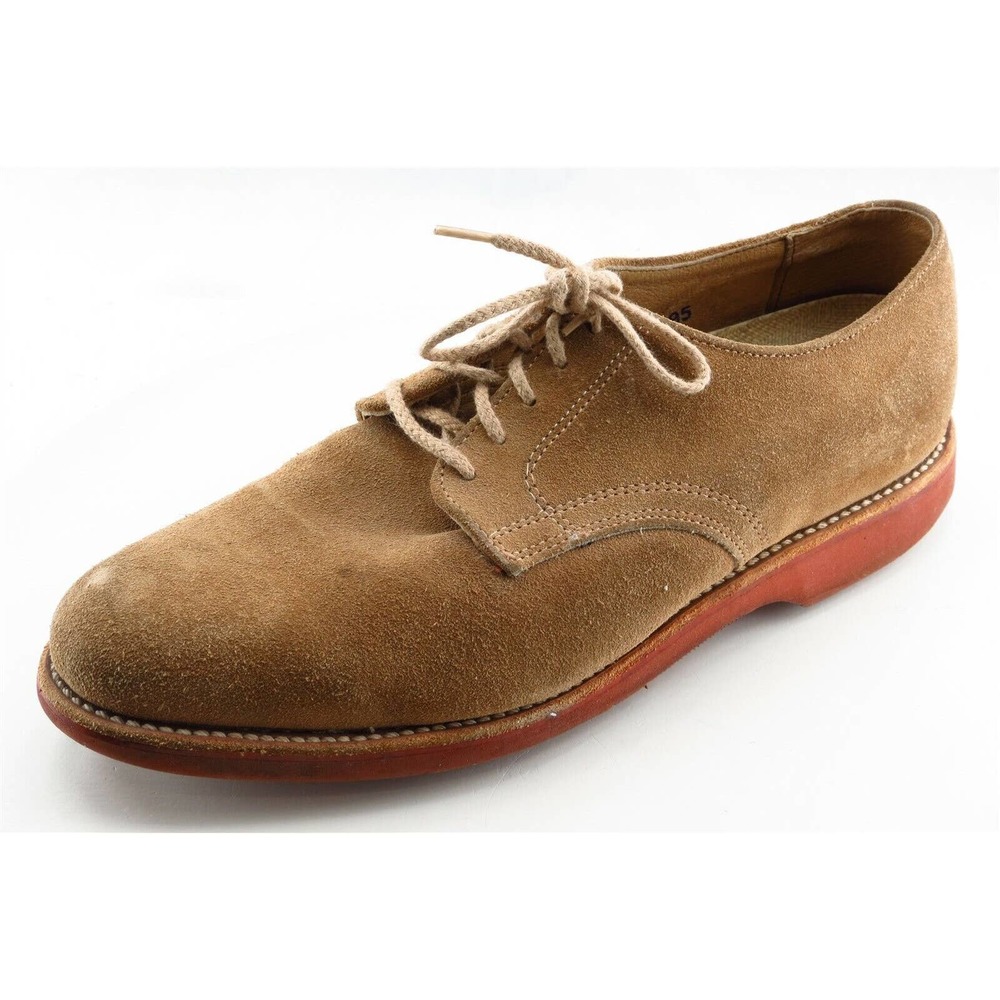 Lands' End Shoes Sz 8.5 M Almond Toe Brown Derby Oxfords Leather Men